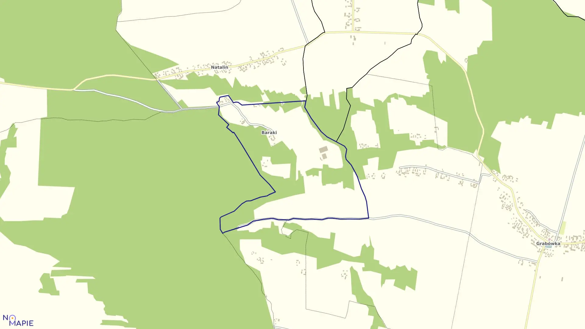 Mapa obrębu Baraki w gminie Annopol