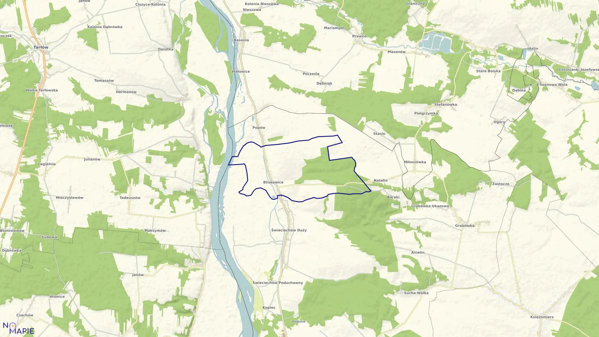 Mapa obrębu Bliskowice w gminie Annopol