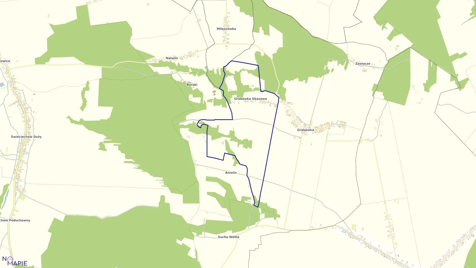 Mapa obrębu Grabówka Ukazowa w gminie Annopol