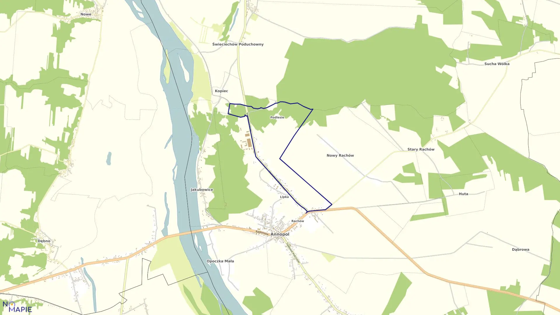 Mapa obrębu RACHÓW NOWA WIEŚ w gminie Annopol